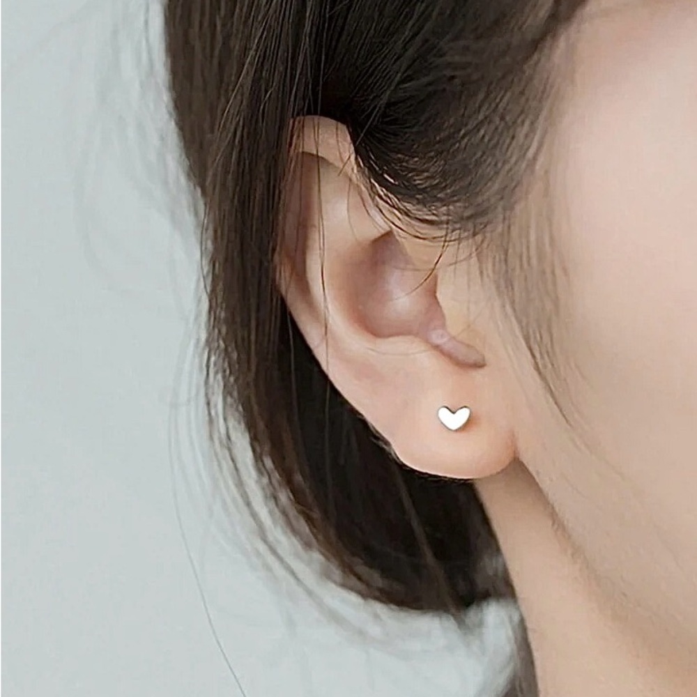 BOGO! Tiny Heart Dainty stud Earrings in Silver color- Boutique NEW